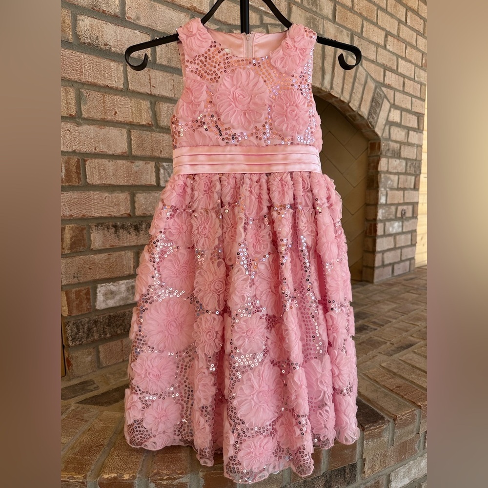American Princess Pink Sequin Floral Dress - Picture 4 of 7